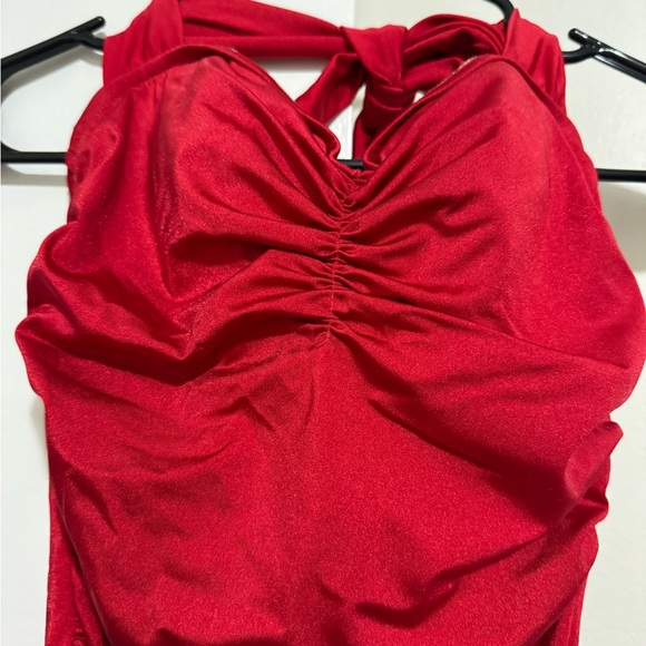 NEW Esther Williams 1950s Solid Red One Piece Swimsuit 8 - Picture 5 of 5